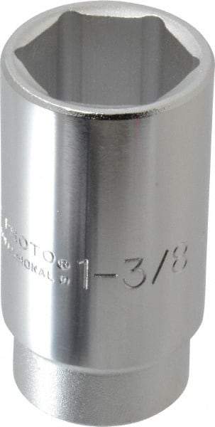 Proto - 1-3/8", 3/4" Drive, Deep Hand Socket - 6 Points, 3-1/2" OAL - USA Tool & Supply