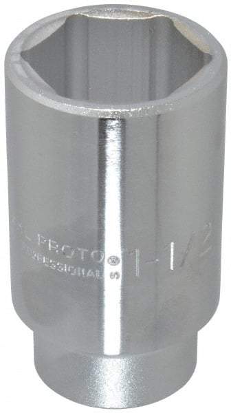 Proto - 1-1/2", 3/4" Drive, Deep Hand Socket - 6 Points, 3-1/2" OAL - USA Tool & Supply