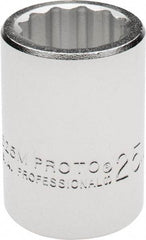 Proto - 3/4" Drive, Standard Hand Socket - 12 Points, 2" OAL, Chrome Finish - USA Tool & Supply