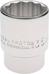 Proto - 3/4" Drive, Standard Hand Socket - 12 Points, 2-1/4" OAL, Chrome Finish - USA Tool & Supply