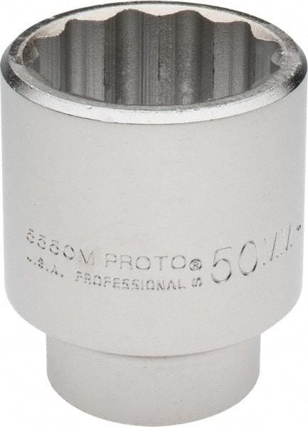 Proto - 3/4" Drive, Standard Hand Socket - 12 Points, 3-5/32" OAL, Chrome Finish - USA Tool & Supply