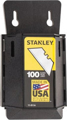 Stanley - 100 Piece Carbon Steel Utility Knife Blade - 2" OAL, 0.017" Blade Thickness - USA Tool & Supply