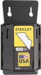 Stanley - 100 Piece Carbon Steel Utility Knife Blade - 2-7/16" OAL, 0.024" Blade Thickness - USA Tool & Supply