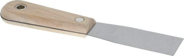 Stanley - 1-1/4" Wide Steel Putty Knife - Flexible, Hardwood Handle, 7-1/2" OAL - USA Tool & Supply
