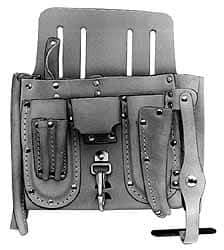 Proto - 6 Pocket Electrician's Holster - Leather, Natural, 10-1/2" Wide x 10" High - USA Tool & Supply