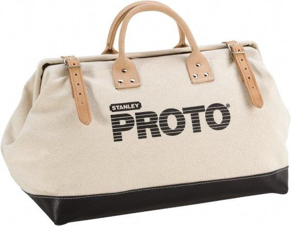 Proto - White Canvas/Vinyl Tool Bag - 20" Wide x 10-1/4" Deep x 2" High - USA Tool & Supply