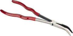 Proto - 11-3/8" OAL, 2-9/16" Jaw Length x 23/32" Jaw Width, Long Nose Bent Nose Pliers - Smooth Jaw, Plastisol Handles - USA Tool & Supply