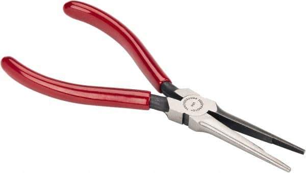 Proto - 6-1/16" OAL, 2-1/8" Jaw Length x 11/16" Jaw Width, Long Nose Needle Nose Pliers - Serrated Jaw, Long Thin Head, Plastisol Handles - USA Tool & Supply