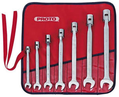 Proto - 7 Piece, 3/8" to 3/4", 12 Point Flex Head Combination Wrench Set - Inch Measurement Standard, Satin Finish, Comes in Nylon Roll - USA Tool & Supply