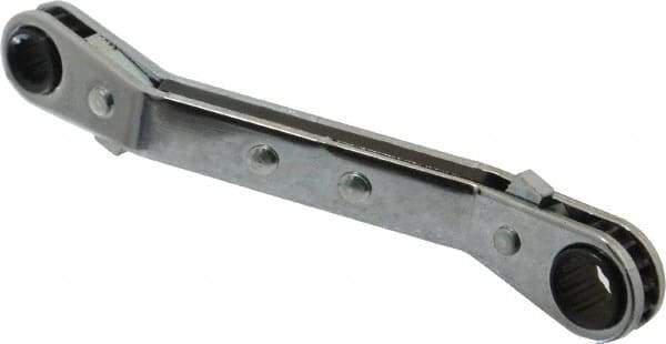 Proto - 1/4" x 5/16" 12 Point Reversible Ratcheting Offset Box Wrench - Double End, 4-1/8" OAL, Steel, 25° Offset - USA Tool & Supply