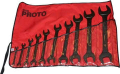 Proto - 10 Piece, 5/16" x 3/8" to 1-1/2" x 1-5/8", Open End Wrench Set - Inch Measurement Standard, Black Oxide Finish, Comes in Nylon Roll - USA Tool & Supply