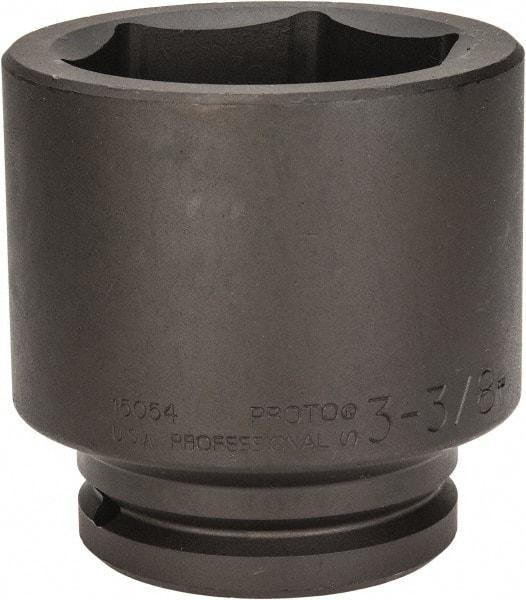 Proto - 1-1/2" Drive 3-3/8" Standard Impact Socket - 6 Points, 4-23/32" OAL - USA Tool & Supply
