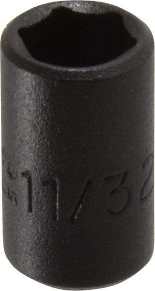 Proto - 1/4" Drive 11/32" Standard Impact Socket - 6 Points, 7/8" OAL - USA Tool & Supply