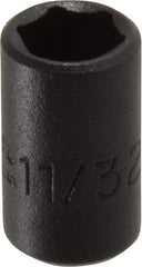 Proto - 1/4" Drive 11/32" Standard Impact Socket - 6 Points, 7/8" OAL - USA Tool & Supply