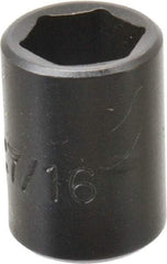 Proto - 1/4" Drive 7/16" Standard Impact Socket - 6 Points, 7/8" OAL - USA Tool & Supply