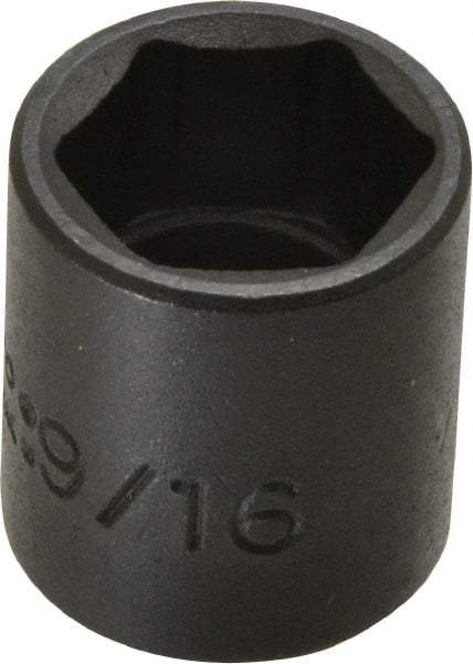 Proto - 1/4" Drive 9/16" Standard Impact Socket - 6 Points, 7/8" OAL - USA Tool & Supply