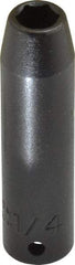 Proto - 1/4" Drive 1/4" Deep Impact Socket - 6 Points, 2" OAL - USA Tool & Supply