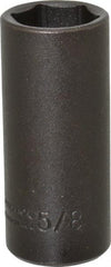 Proto - 1/4" Drive 5/8" Deep Impact Socket - 6 Points, 2" OAL - USA Tool & Supply