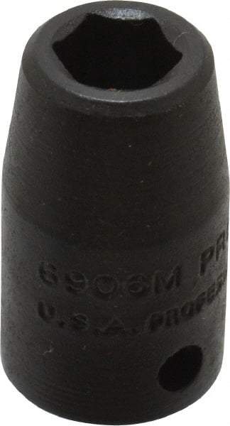 Proto - 1/4" Drive 6mm Standard Impact Socket - 6 Points, 63/64" OAL - USA Tool & Supply