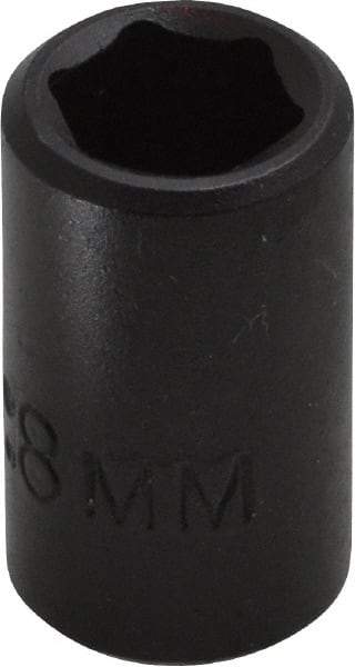Proto - 1/4" Drive 8mm Standard Impact Socket - 6 Points, 7/8" OAL - USA Tool & Supply