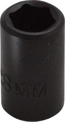 Proto - 1/4" Drive 8mm Standard Impact Socket - 6 Points, 7/8" OAL - USA Tool & Supply