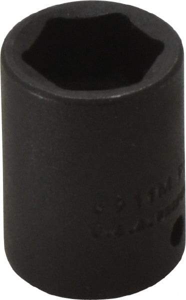 Proto - 1/4" Drive 11mm Standard Impact Socket - 6 Points, 7/8" OAL - USA Tool & Supply