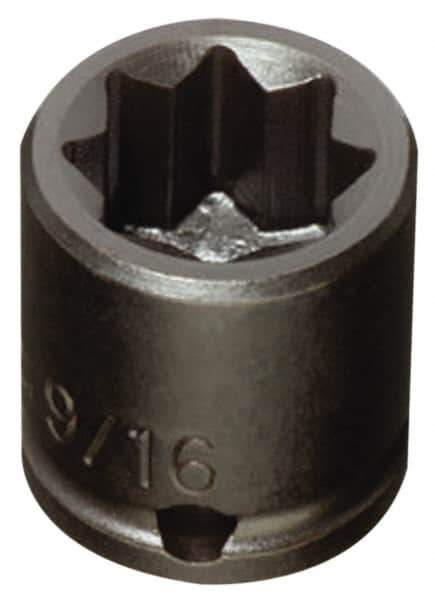Proto - 3/8" Drive 9/16" Standard Impact Socket - 8 Points, 1" OAL - USA Tool & Supply