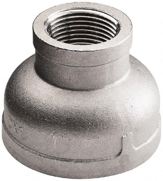 Merit Brass - 4 x 2" Grade 304 Stainless Steel Pipe Reducer Coupling - FNPT x FNPT End Connections, 150 psi - USA Tool & Supply