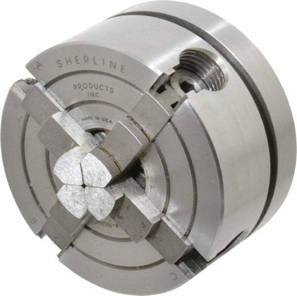 Sherline - 4 Jaws, 2.5" Diam, Independent Manual Lathe Chuck - 3/4-16" Spindle Mount - USA Tool & Supply
