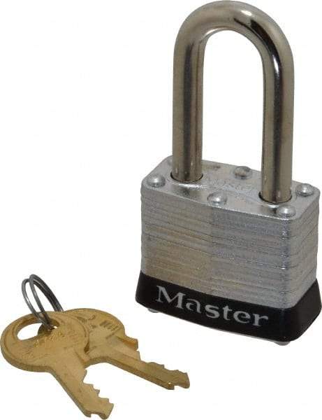 Master Lock - Keyed Alike Retaining Key Conductive Lockout Padlock - 1-1/2" Shackle Clearance, 9/32" Shackle Diam, 1-1/4" Body Height x 1-9/16" Body Width, Black, 4 Pins - USA Tool & Supply