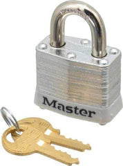 Master Lock - Keyed Alike Retaining Key Conductive Lockout Padlock - 3/4" Shackle Clearance, 9/32" Shackle Diam, 1-1/4" Body Height x 1-9/16" Body Width, White, 4 Pins - USA Tool & Supply