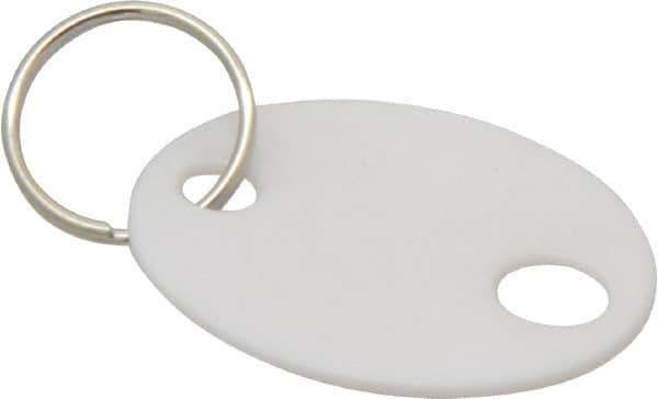 Master Lock - Oval, English Safety & Facility Key Tag - White Plastic - USA Tool & Supply