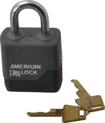 American Lock - 1-1/8" Shackle Clearance, Keyed Different Padlock with Weather Cover - 5/16" Shackle Diam, Aluminum - USA Tool & Supply