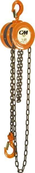CM - 4,000 Lb Lifting Capacity, 15' Lift Height, Hand Hoist - Made from Chain, 80' Overhaul to Lift 1', 82 Lb Avg Pull to Lift Rated Load, 1 Chain - USA Tool & Supply