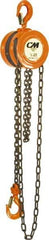 CM - 10,000 Lb Lifting Capacity, 20' Lift Height, Hand Hoist - Made from Chain, 147' Overhaul to Lift 1', 105 Lb Avg Pull to Lift Rated Load, 2 Chains - USA Tool & Supply