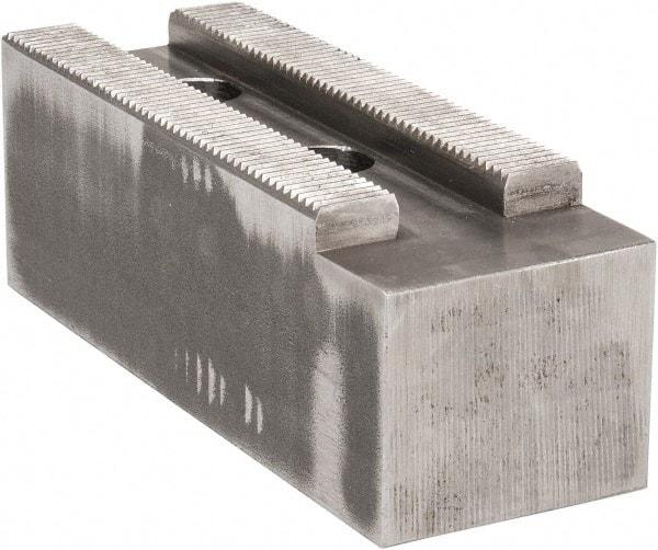 Atlas Workholding - 1.5mm x 60° Serrated Attachment, Square Soft Lathe Chuck Jaw - Steel, 2.362" Btw Mount Hole Ctrs, 7" Long x 2-1/2" Wide x 2-1/2" High, 0.984" Groove, M20mm Fastener - USA Tool & Supply