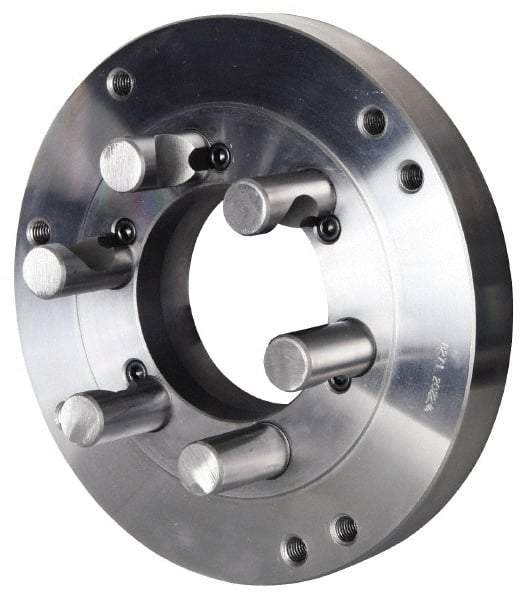 Pratt Burnerd America - Adapter Back Plate for 6" Diam Self Centering Lathe Chucks - D1-4 Mount, 1.81" Through Hole Diam, Steel - USA Tool & Supply