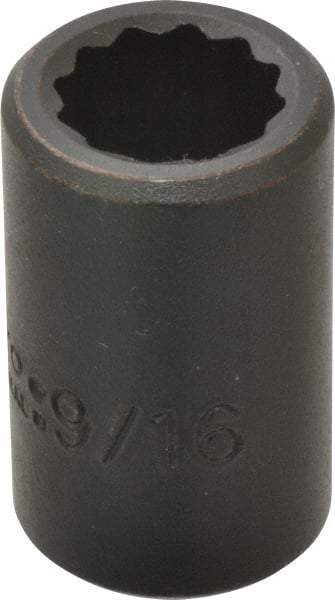 Proto - 1/2" Drive 9/16" Standard Impact Socket - 12 Points, 1-1/2" OAL - USA Tool & Supply