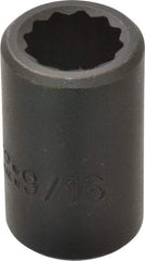 Proto - 1/2" Drive 9/16" Standard Impact Socket - 12 Points, 1-1/2" OAL - USA Tool & Supply