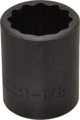 Proto - 1/2" Drive 1-1/8" Standard Impact Socket - 12 Points, 2" OAL - USA Tool & Supply