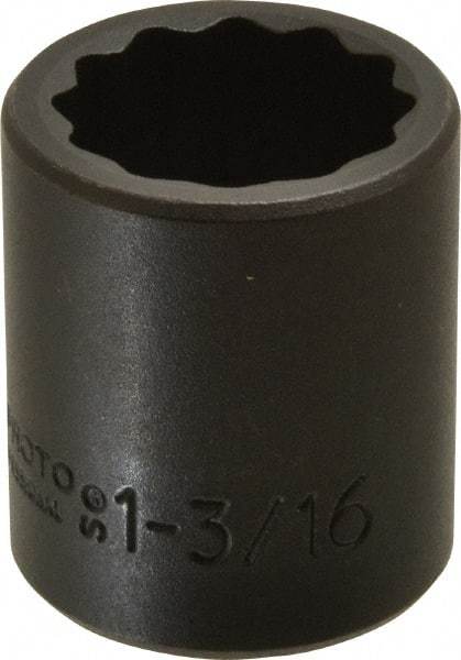 Proto - 1/2" Drive 1-3/16" Standard Impact Socket - 12 Points, 2" OAL - USA Tool & Supply