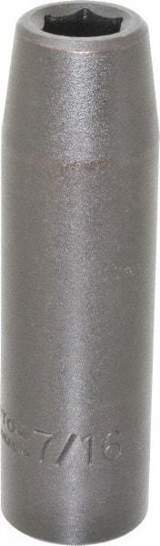 Proto - 1/2" Drive 7/16" Deep Impact Socket - 6 Points, 3-1/4" OAL - USA Tool & Supply