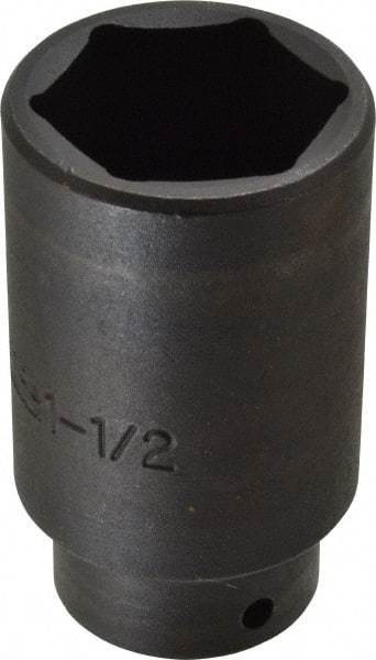 Proto - 1/2" Drive 1-1/2" Deep Impact Socket - 6 Points, 3-1/2" OAL - USA Tool & Supply