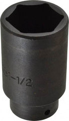 Proto - 1/2" Drive 1-1/2" Deep Impact Socket - 6 Points, 3-1/2" OAL - USA Tool & Supply