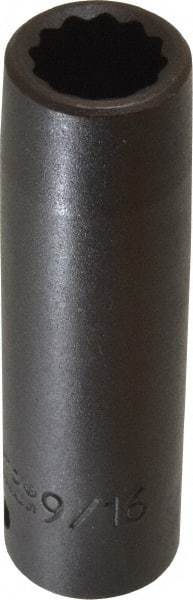 Proto - 1/2" Drive 9/16" Deep Impact Socket - 12 Points, 3-1/4" OAL - USA Tool & Supply