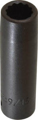 Proto - 1/2" Drive 9/16" Deep Impact Socket - 12 Points, 3-1/4" OAL - USA Tool & Supply