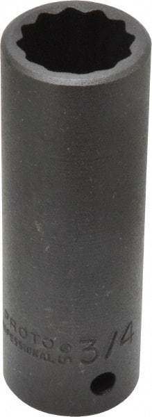 Proto - 1/2" Drive 3/4" Deep Impact Socket - 12 Points, 3-1/4" OAL - USA Tool & Supply