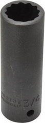 Proto - 1/2" Drive 3/4" Deep Impact Socket - 12 Points, 3-1/4" OAL - USA Tool & Supply