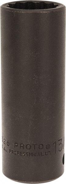 Proto - 1/2" Drive 13/16" Deep Impact Socket - 12 Points, 3-1/4" OAL - USA Tool & Supply