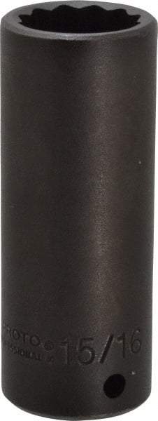 Proto - 1/2" Drive 15/16" Deep Impact Socket - 12 Points, 3-1/2" OAL - USA Tool & Supply